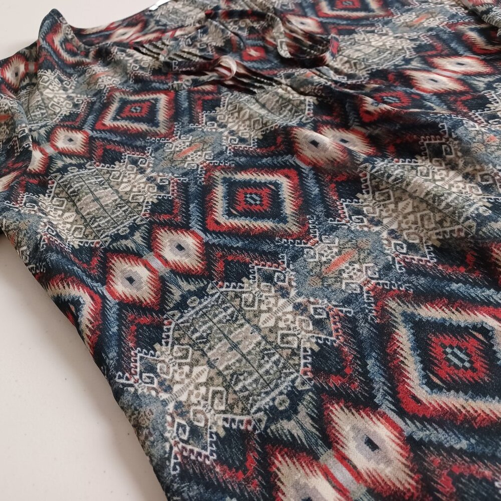 Aztec Pattern Tab Sleeve Blouse - Picture 5 of 16